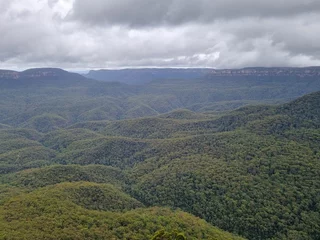 Papier Peint photo Trois sœurs Blue Mountains national park in New South Wales in summer 2022