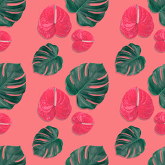 Seamless tropical flowers patern