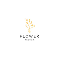 Flower of leaf line logo icon design template