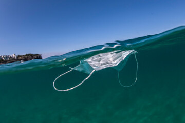 Face mask in the ocean, Sydney Australia