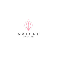 Nature leaf line logo icon design template
