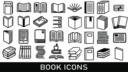 Set of books icons. Vector illustration and signs for web graphics. Suitable for logo, school or office icon, clip art, and creative design