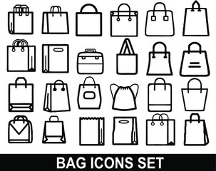 Fototapeta premium Handbag tote bag icons set in thin line style. Vector illustration and signs for web graphics, store icon, web, or other creative design