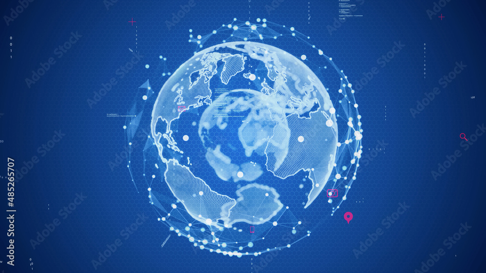 Aufkleber Global communication network concept. Digital transformation. DX.