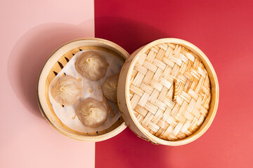 There is dim sum in the steamer.