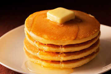 パンケーキにハチミツをかける　Pancakes with honey