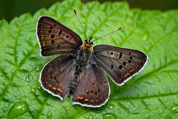 butterfly on a green leaf