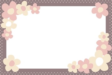 落着きのあるパステルカラーの花のフレーム ドット