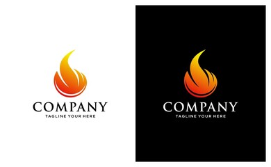 Fire Flame Logo design vector template drop silhouette. Creative Droplet Burning Elegant Bonfire Logotype Fire Logo icon concept. on a black and white background.