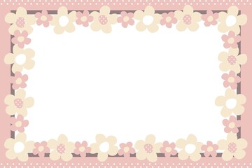 沢山の花のパステルカラーのフレーム