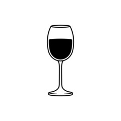 Wine Glass Outline Icon Illustration on White Background