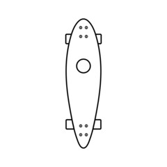 Skateboard Outline Icon Illustration on White Background