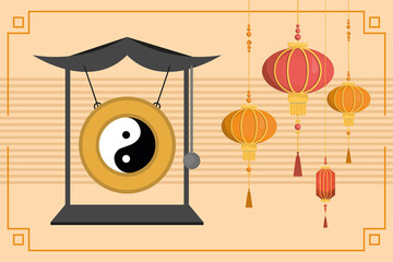chinese gong and lanterns