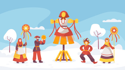 Celebrations and burning of an effigy in honor of Maslenitsa