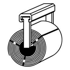 ngi1318 NewGraphicIcon ngi - german: Metall Bandcoils - Coilgreifer . Rolle aus Bandstahl . english: tied metal strip coils . steel factory . roll of steel sheet . logistic import export . g11181