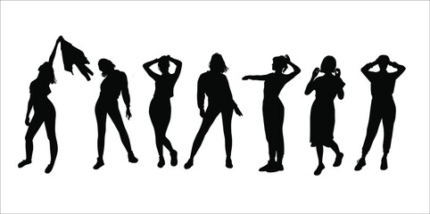 Silhouette of a girl, woman, vector. Free, happy, self-confident woman