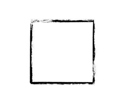 Ink square frame. Grunge empty black box. Rectangle border. Rubber stamp imprint. Vector illustration isolated on white background.