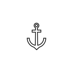Travel, vacation and summer holiday concept. Vector outline symbol for sites, advertisement, stores etc. Line icon of anchor for ships