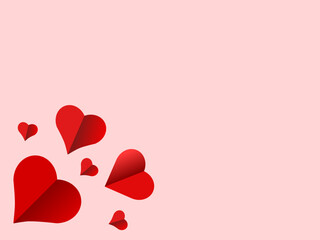 Illustration of hearts with pink background. Best for copy space with hearts icons