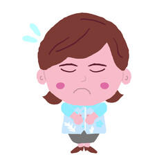謝る沖縄のかりゆしウェアを着た女性　イラスト素材