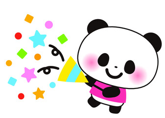 誕生日,動物,パンダ,パーティー,クリスマス,クラッカー,お祝い,子供,幼稚園,保育園,保育,春,入園式,入学式,どうぶつ,おめでとう,かわいい