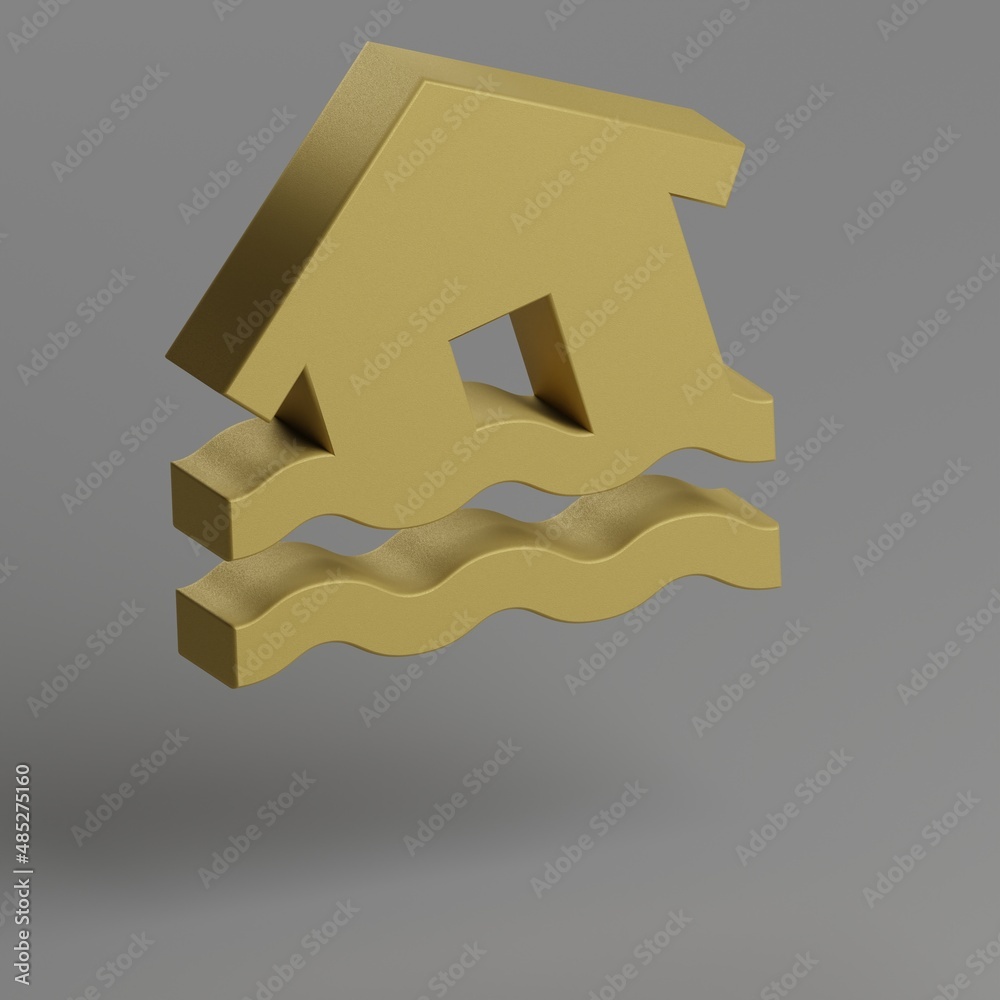 Aufkleber Flood icon. Yellow symbol social icons on gray background. 3d rendering illustration. Background pattern for design..
