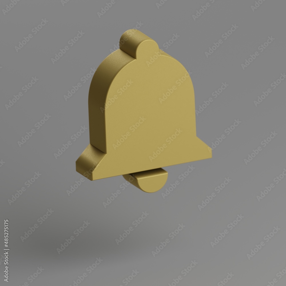 Aufkleber Notifications icon. Yellow Notifications symbol social icons on gray background. 3d rendering illustration. Background pattern for design.