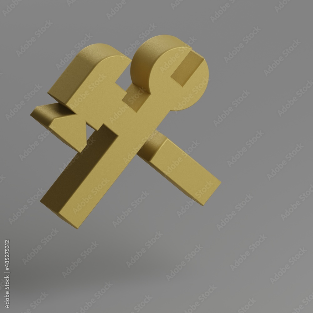 Poster Construction icon. Yellow symbol social icons on gray background. 3d rendering illustration. Background pattern for design..