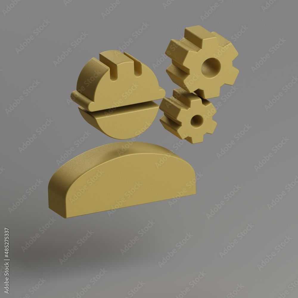 Poster Engineering icon. Yellow symbol social icons on gray background. 3d rendering illustration. Background pattern for design.