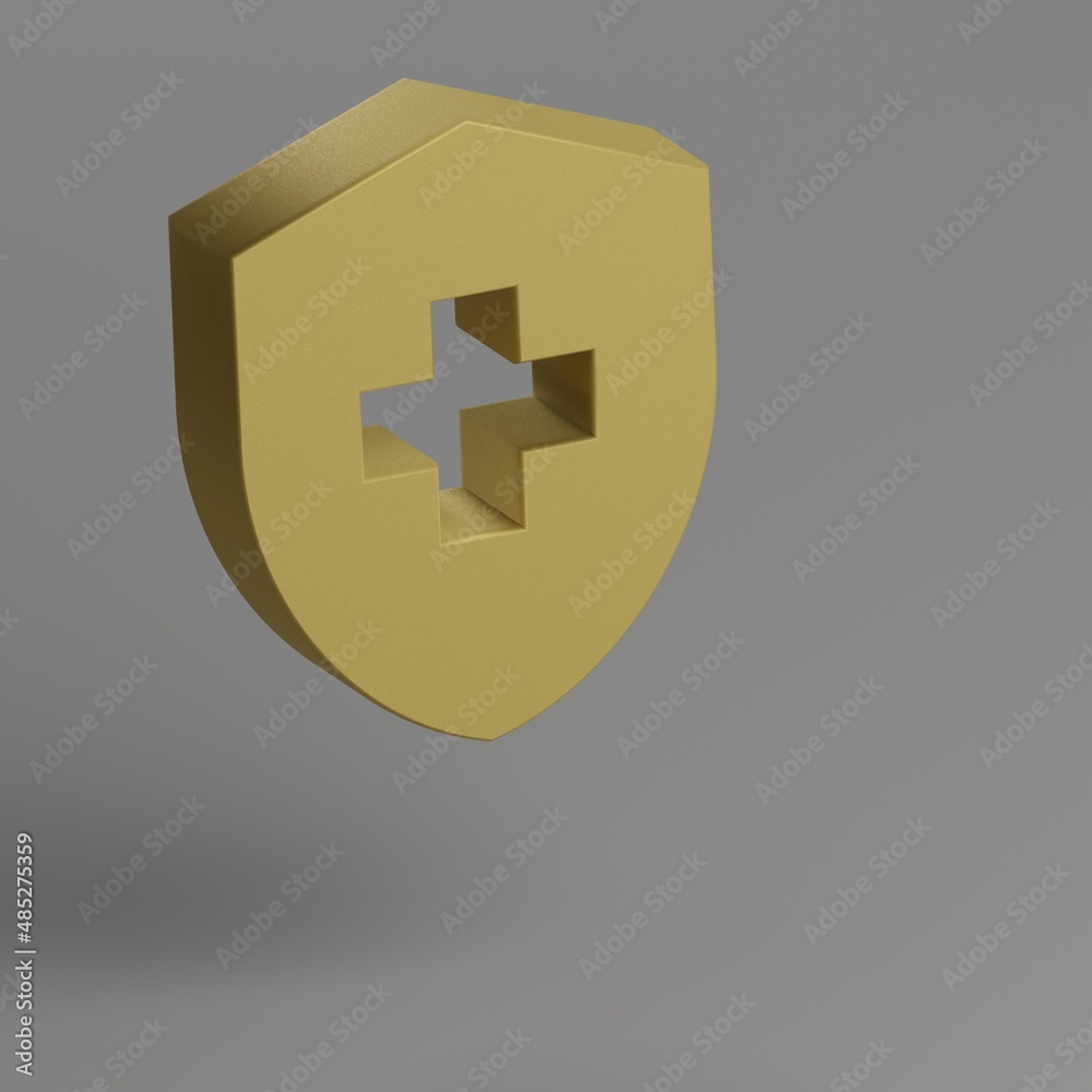 Poster health and safety. icon. yellow symbol social icons on gray background. 3d rendering illustration. b