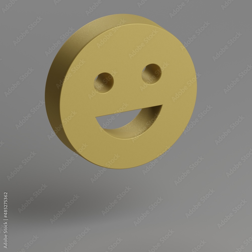 Poster emoji emotions icon. yellow symbol social icons on gray background. 3d rendering illustration. backg