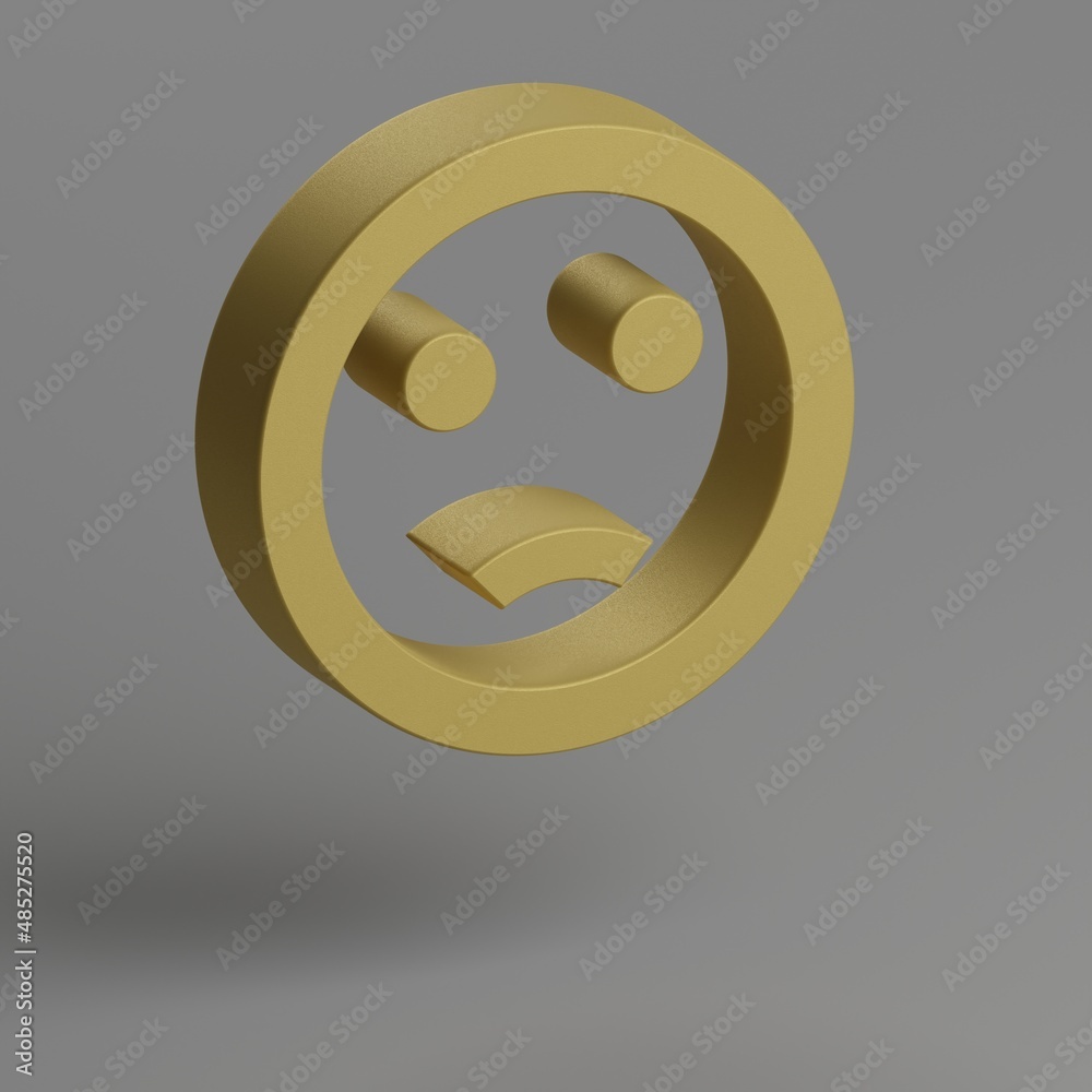 Poster emoji emotions icon. yellow symbol social icons on gray background. 3d rendering illustration. backg