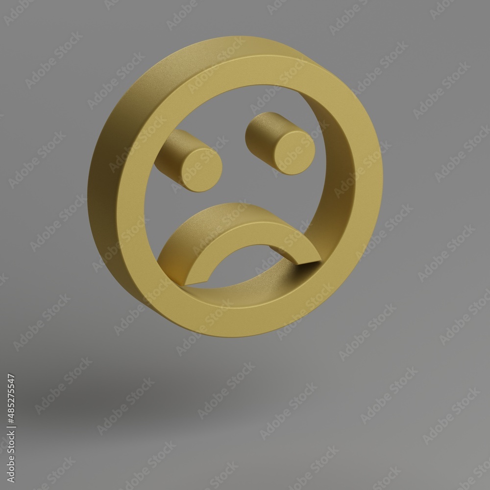 Poster emoji emotions icon. yellow symbol social icons on gray background. 3d rendering illustration. backg