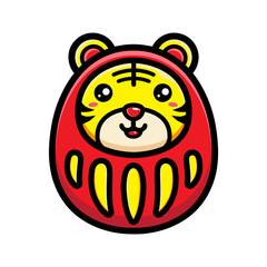 cute tiger mascot character celebrating new year