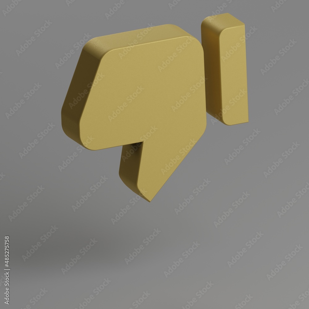 Poster thumb down icon. yellow symbol social icons on gray background. 3d rendering illustration. backgroun