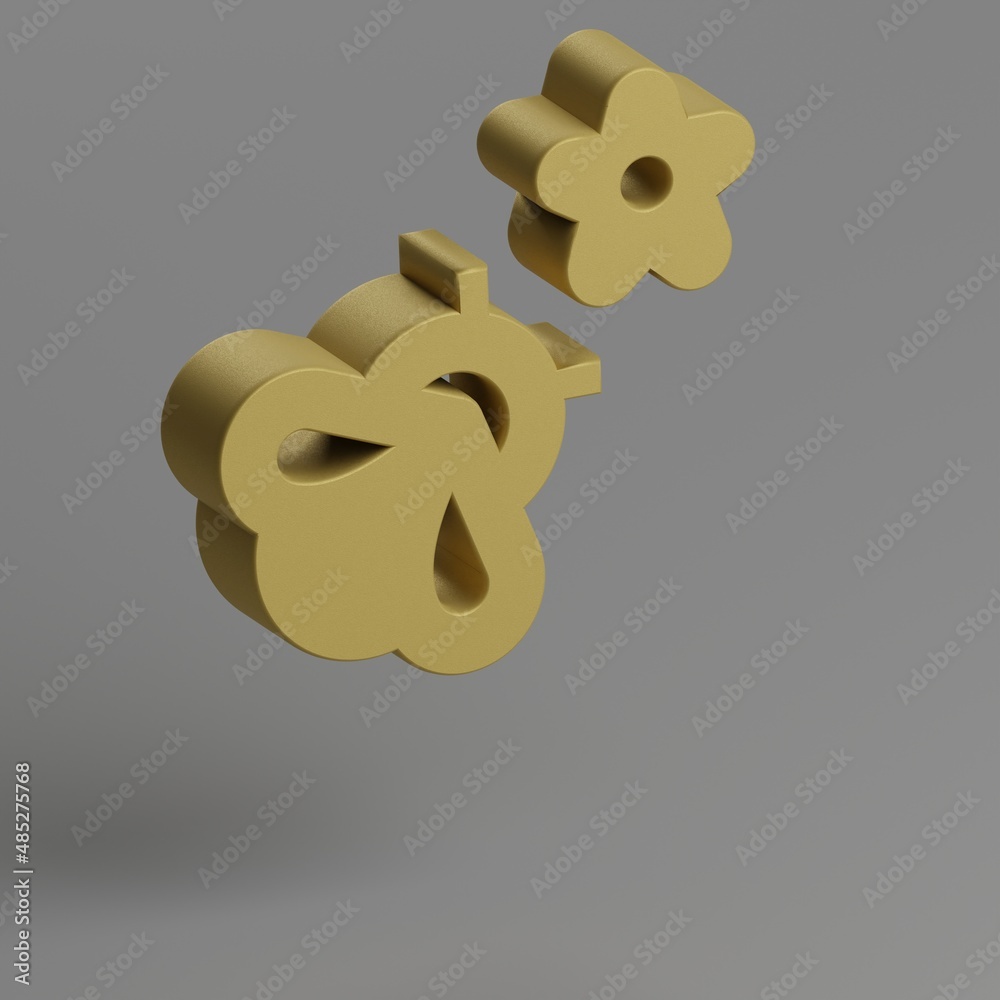 Poster emoji nature. icon. yellow symbol social icons on gray background. 3d rendering illustration. backgr