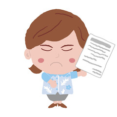 書類を持つ沖縄のかりゆしウェアを着た女性　イラスト素材