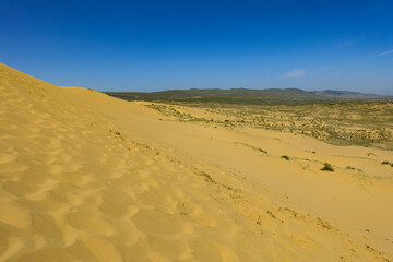 Sand dunes of the Sarykum dune. A natural monument. Dagestan. Russia.