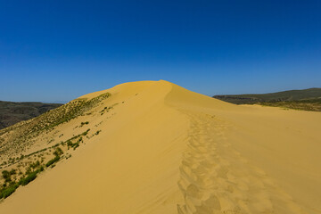 Fototapeta premium Sand dunes of the Sarykum dune. A natural monument. Dagestan. Russia.