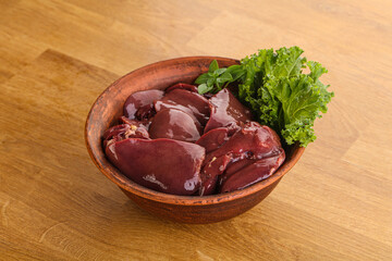 Raw chicken liver in the bowl