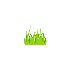 Green curved blades of grass. Plant icon isolated on white. Floral, herb clip art. Eco logo. Natural, organic concept