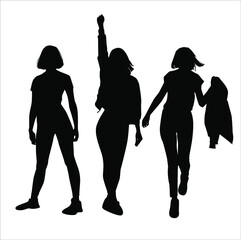 Silhouettes of a slim girl, woman, vector.