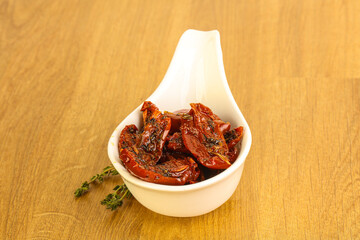 Sun-dried natural Italian tomato in the bowl