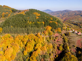 Aerial Autumn Landscape of Erul mountain near Kamenititsa peak, Bulgaria