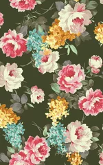 Foto op Plexiglas Flowers Bunch, Hand painted Flowers, Digital Textile Print Flowers © vishal