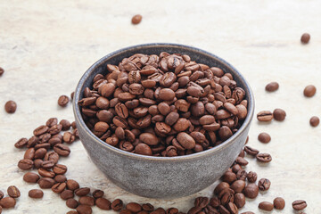 Roasted coffee bean in the bowl