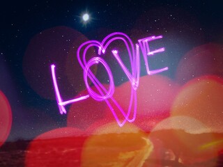 Heart with bokeh effect. Love message for valentines day.