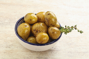 Boiled baby potato in the bowl