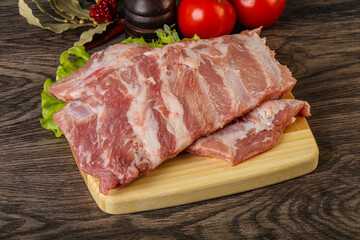 Raw pork ribs for cooking