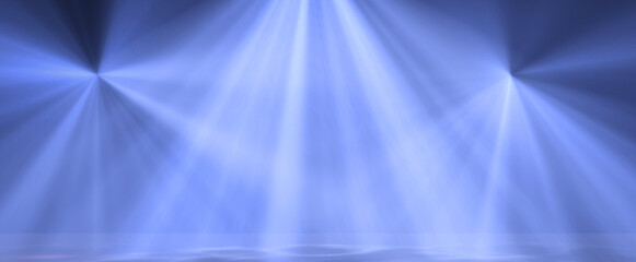 blue beam of rays on black background